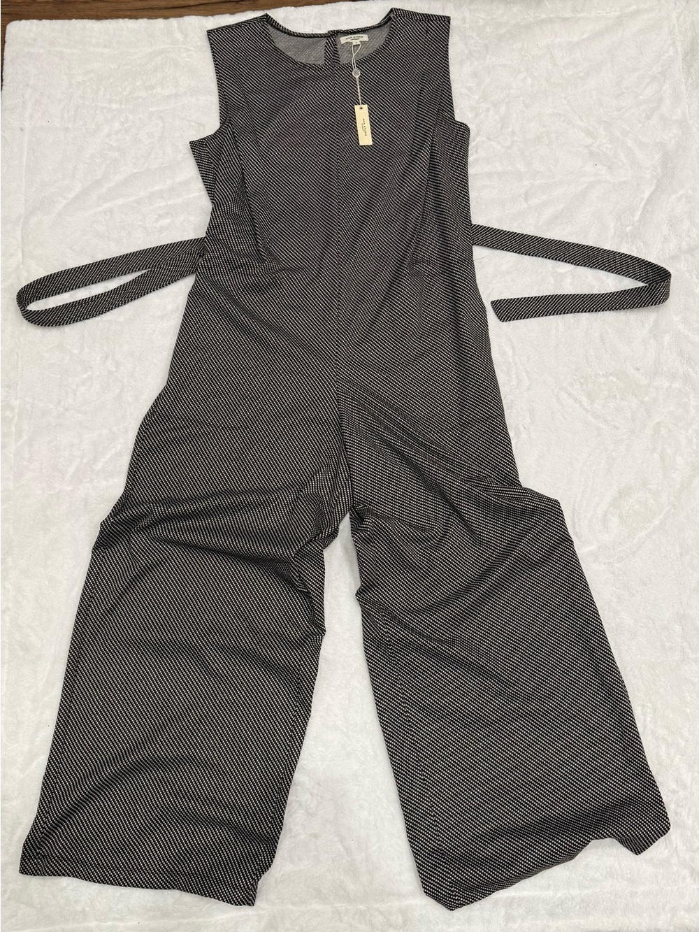 Max Studio Black & White Striped Sleeveless Jumpsuit - Picture 1 of 4